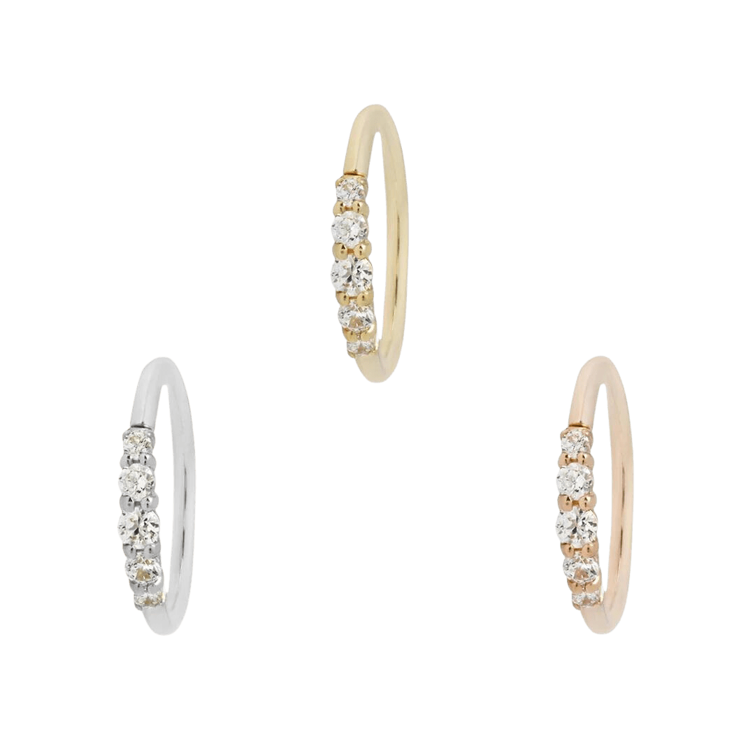 BRIGITTE SWAROVSKI-CZ SEAMLESS GOLD RING piercing-zone.com