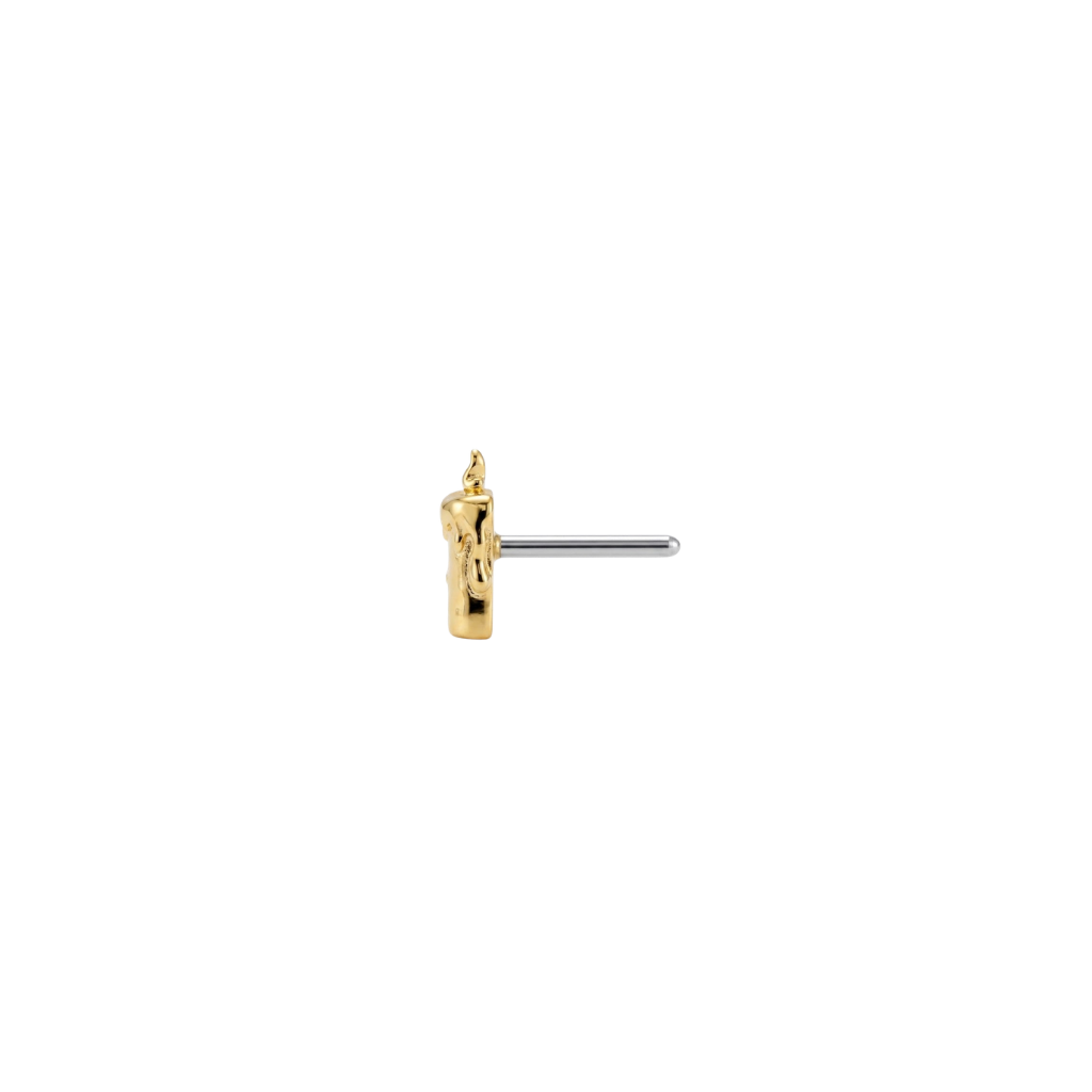Burning Candle - 18K Gold Threadless/Threaded End - piercing - zone.com