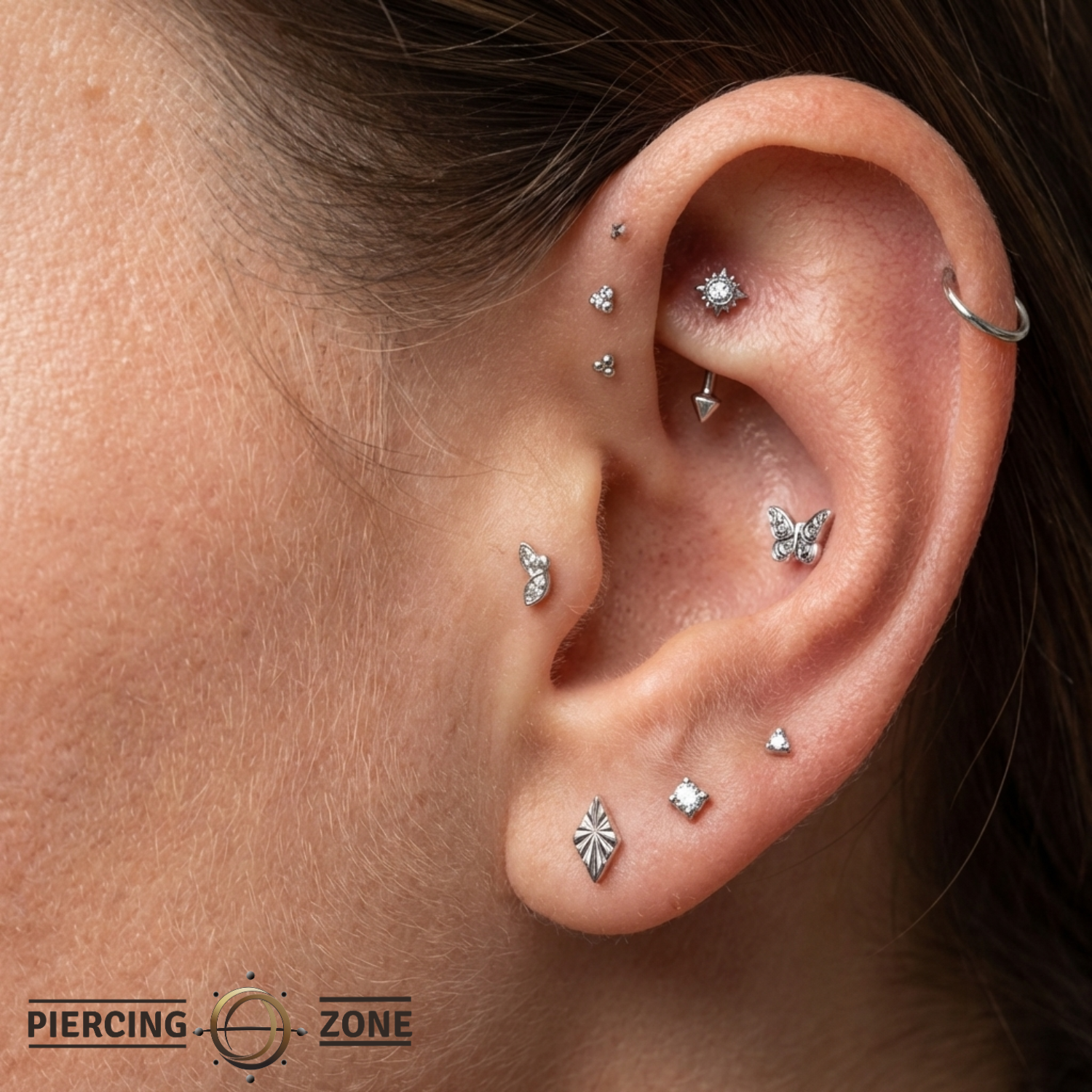 Butterfly – 14K Gold Threadless/Threaded End