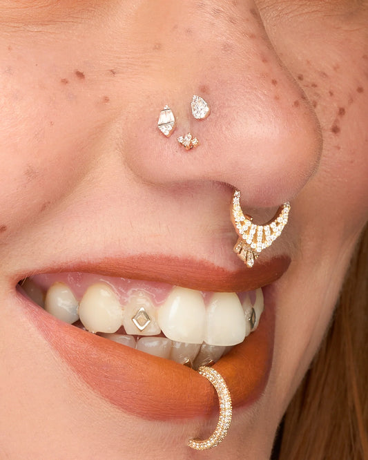 Origin Story CZ Clicker – 14K Gold Hinged Ring for Septum & Daith