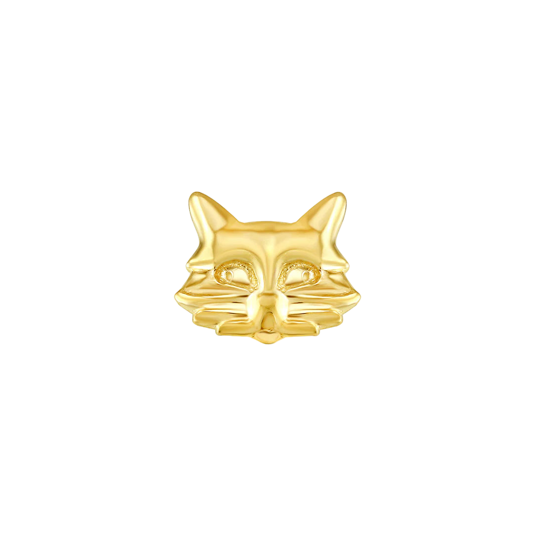 Sculptural Cat Design in Yellow Gold – Close-Up