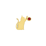 Cat Laser – Garnet CZ – 14K Gold Threadless End