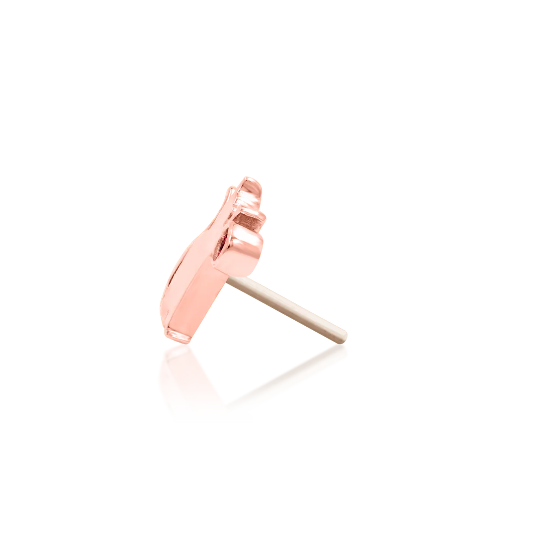 Cat Laser – Garnet CZ – 14K Gold Threadless End
