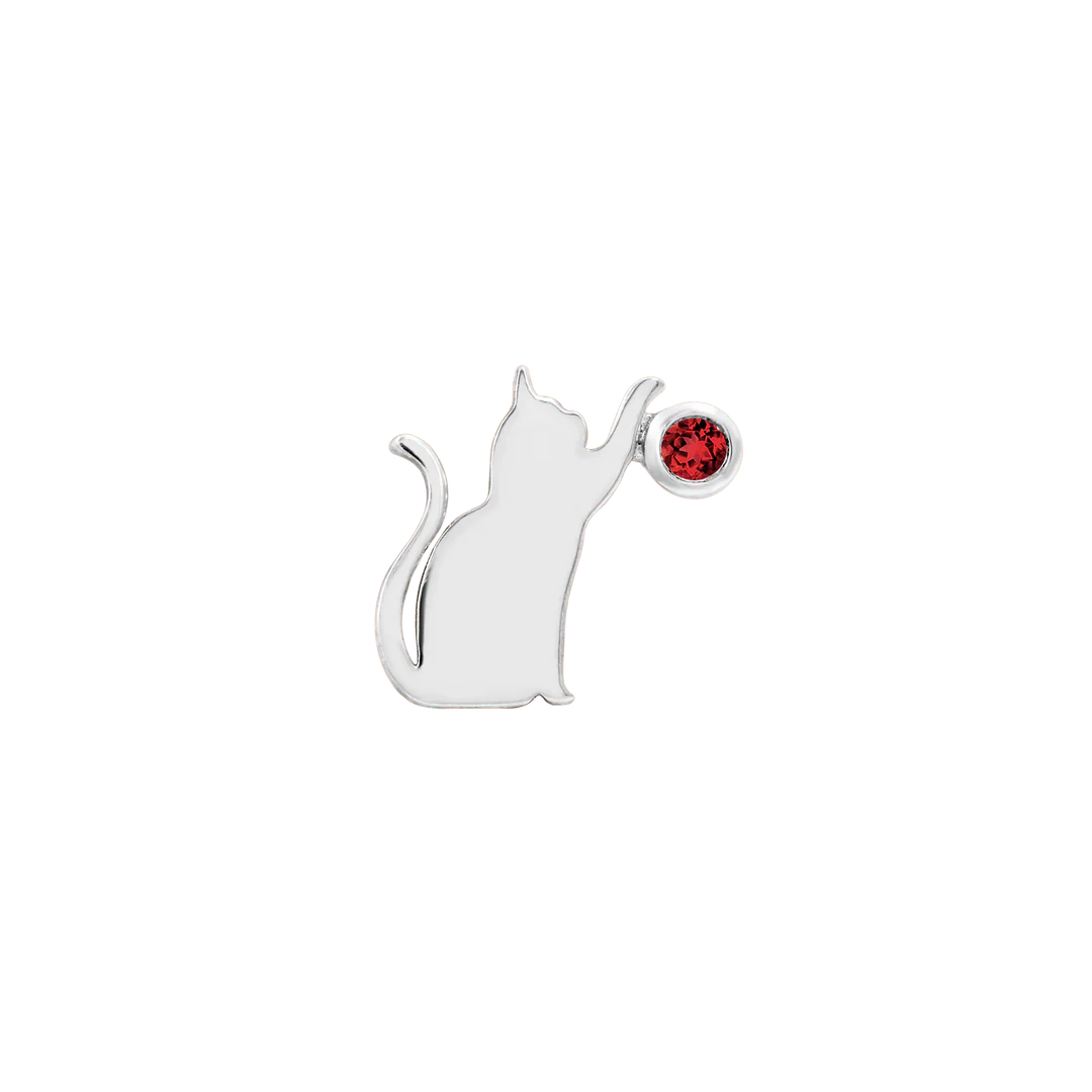 Cat Laser – Garnet CZ – 14K Gold Threadless End