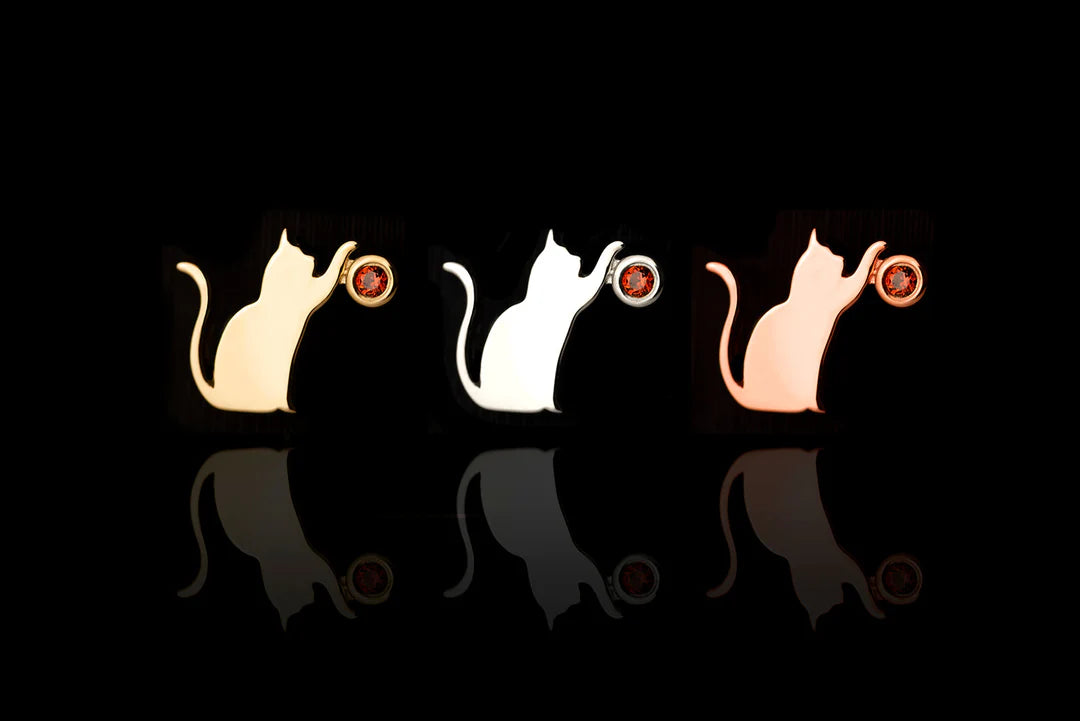 Cat Laser – Garnet CZ – 14K Gold Threadless End