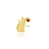 Cat Laser – Garnet CZ – 14K Gold Threadless End