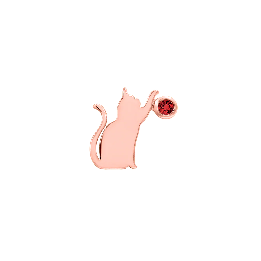 Cat Laser – Garnet CZ – 14K Gold Threadless End