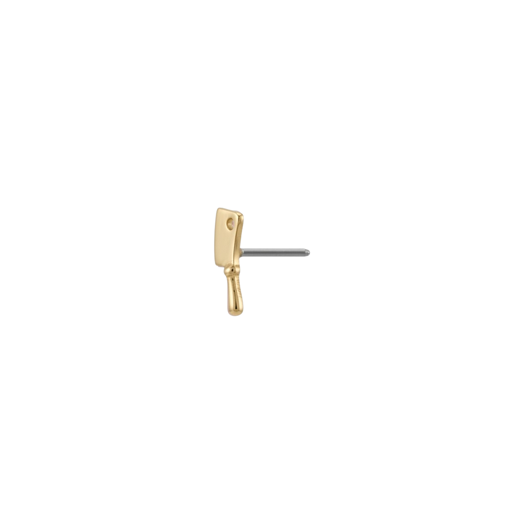 Cleaver End - 18K Gold Threadless/Threaded End - piercing - zone.com
