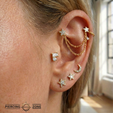 Cleo – 14K/18K Gold Baguette & Round Threadless End