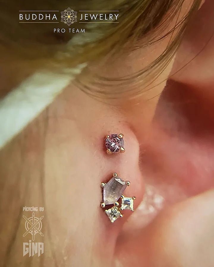 Close-Up of Faceted Pink Sapphire in Four-Prong Setting

