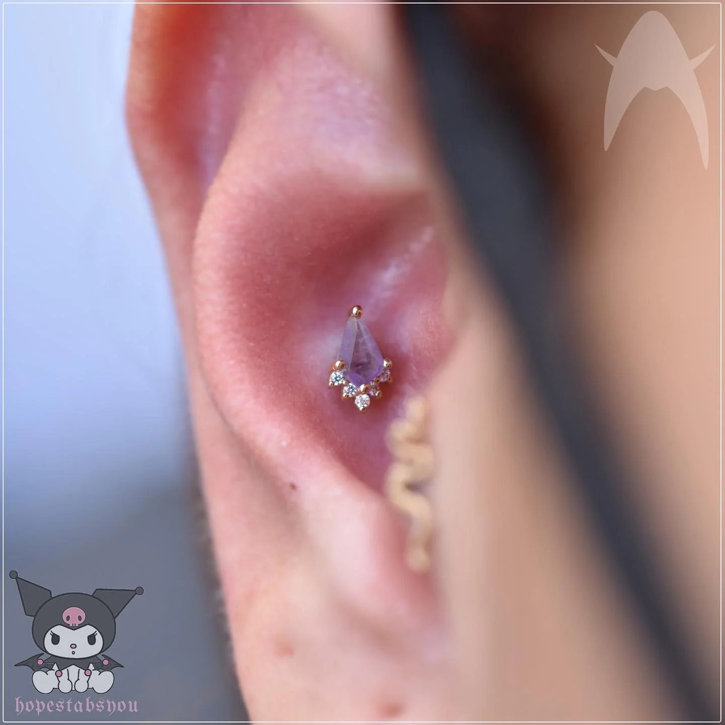 NOBLE - AMETHYST + CZ - THREADLESS END piercing-zone.com