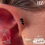 Close-Up of Vertical Black Spinel Cascade Jewelry

