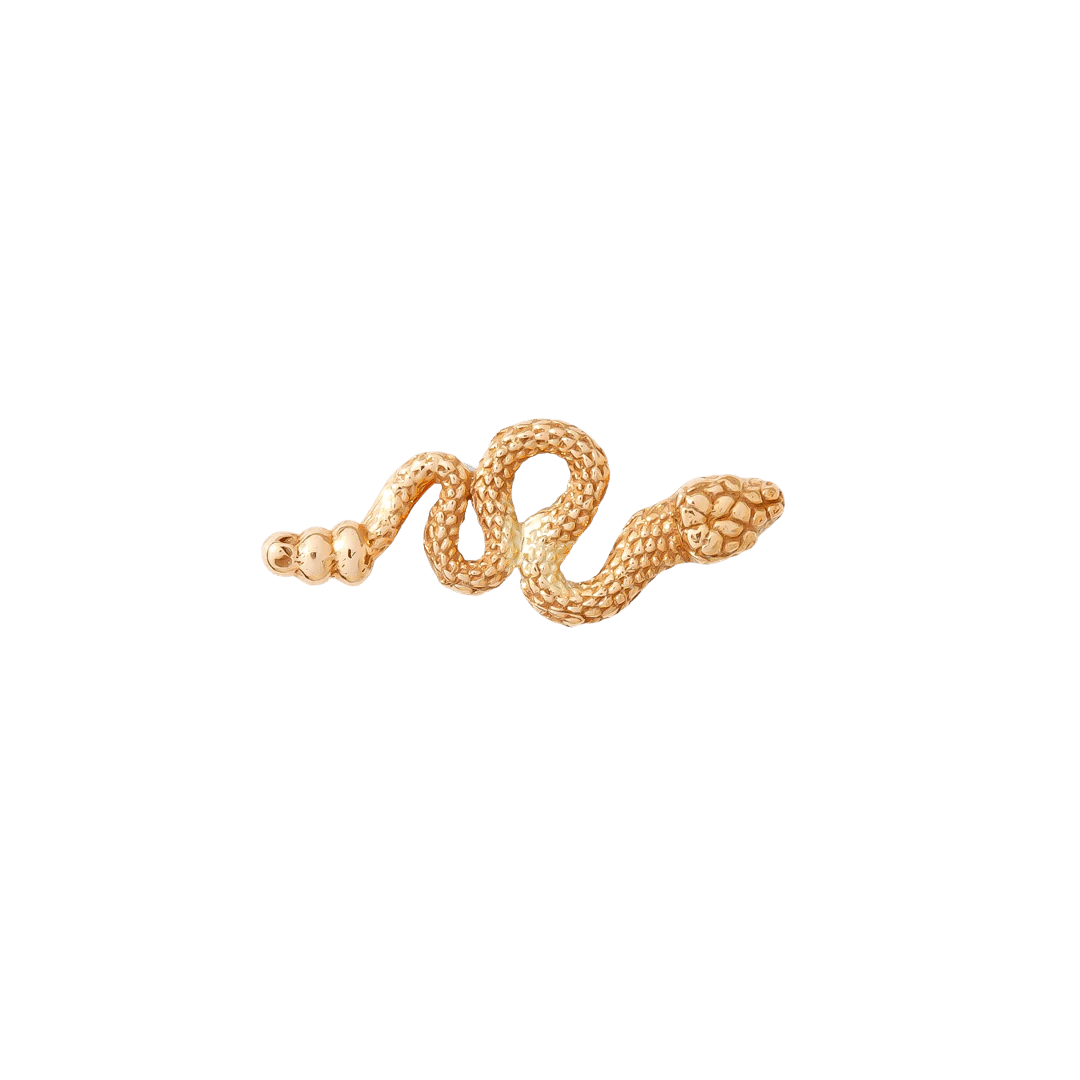 Coiled snake gold pin for helix or conch piercings