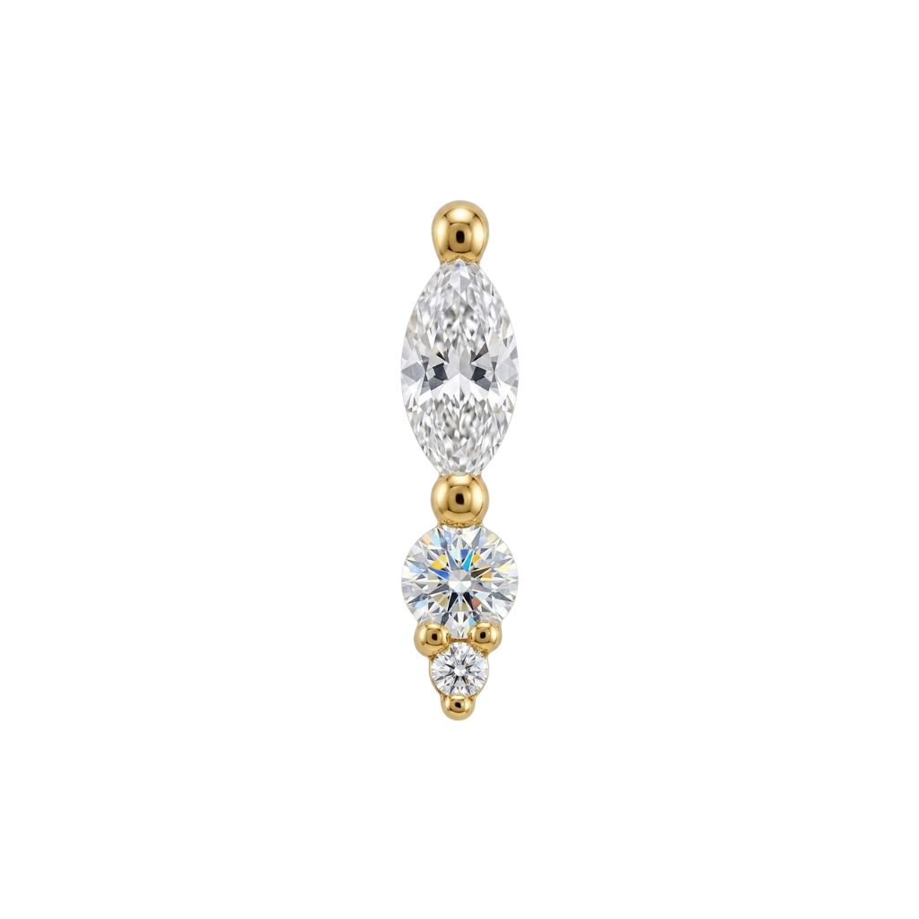 Cybele - 18K Gold Gem Threadless/Threaded End - piercing - zone.com