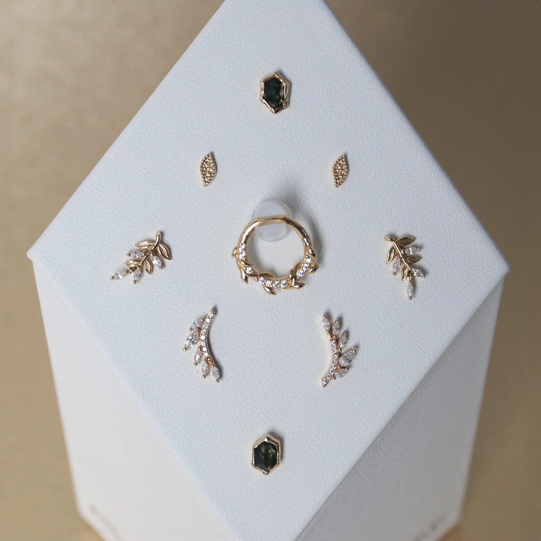 Growth CZ Threadless End – 14K Gold Marquise Charm