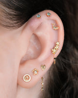 Gaia Flower CZ Threadless End – 14K Gold Support Piece