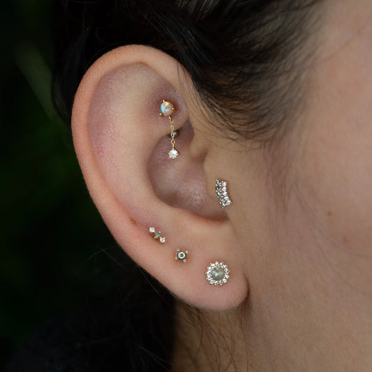 Whisper + Shout – 14K Gold Grey Diamond & CZ Threadless End