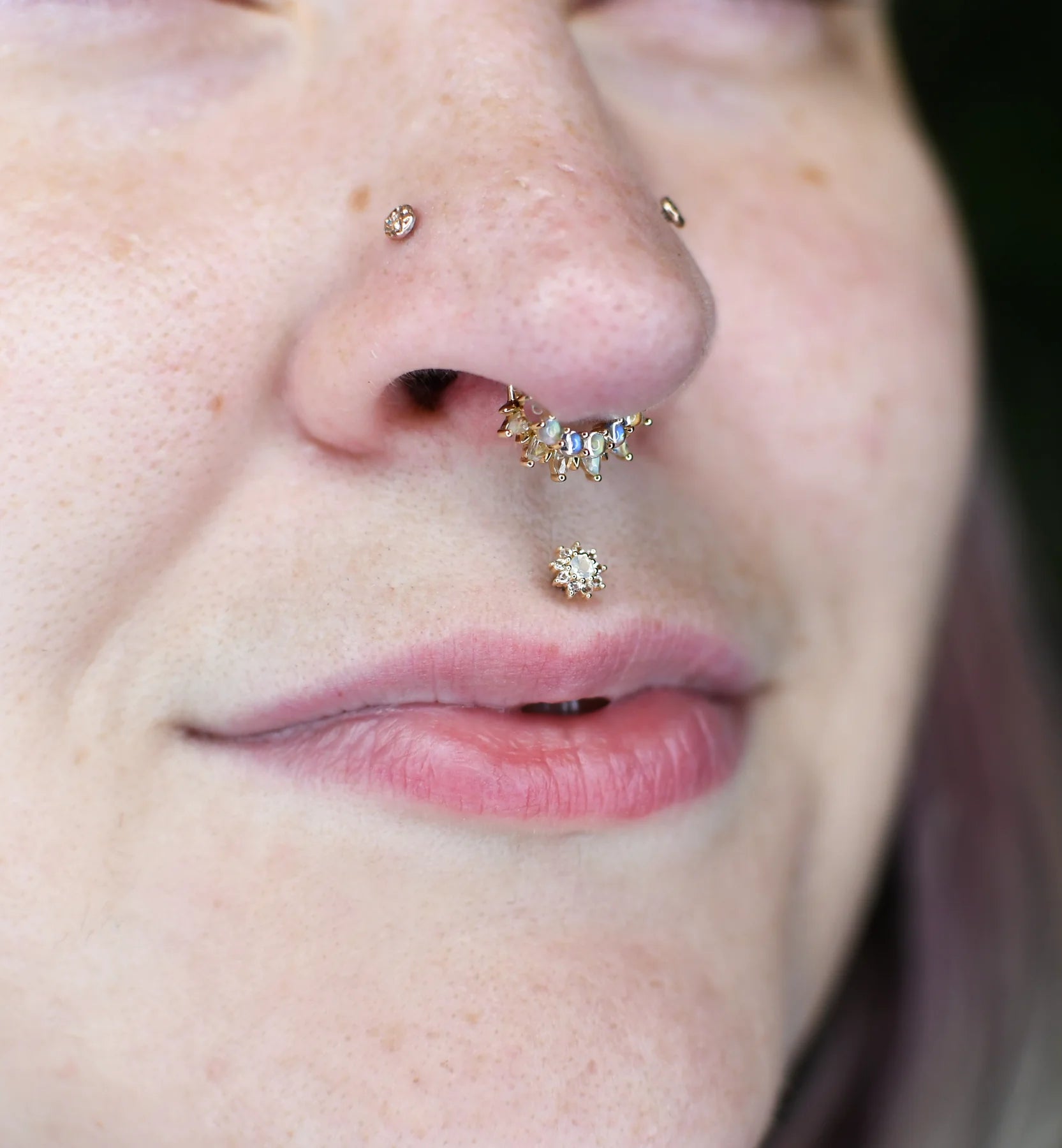 Purpose – Rainbow Moonstone – 14K Gold Clicker