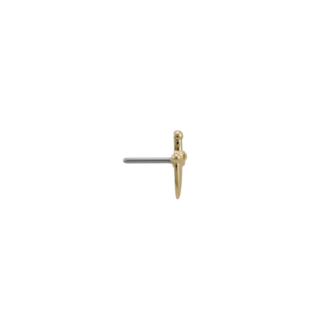 Dagger End - 18K Gold Threadless End - piercing - zone.com