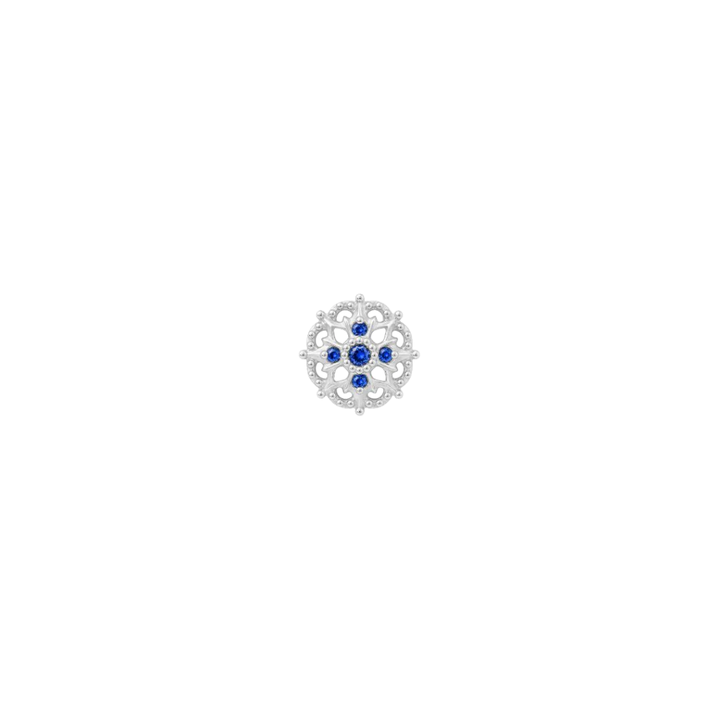 Damask - 14K Gold Lab Blue Sapphire Threadless End - piercing - zone.com