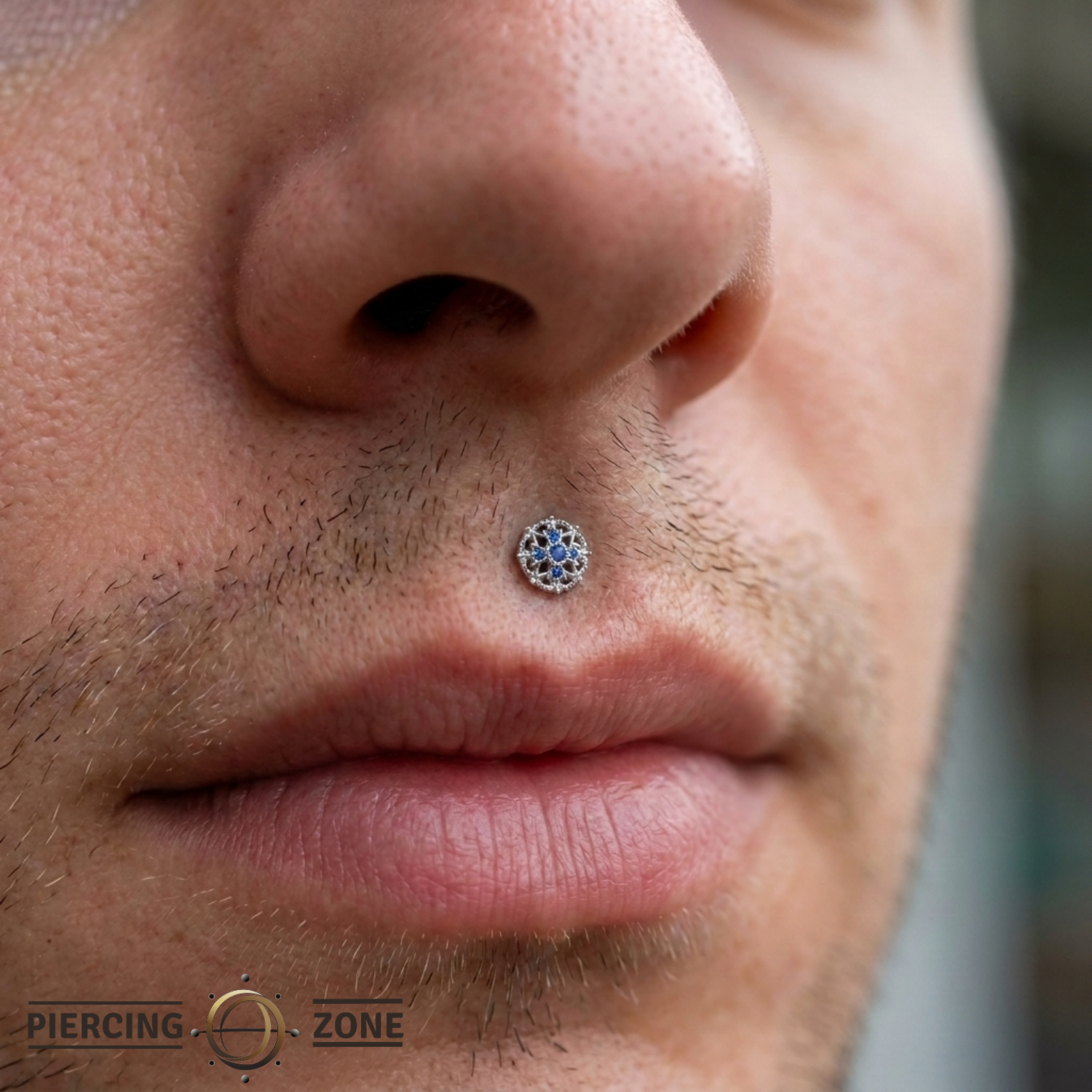 Damask - 14K Gold Lab Blue Sapphire Threadless End