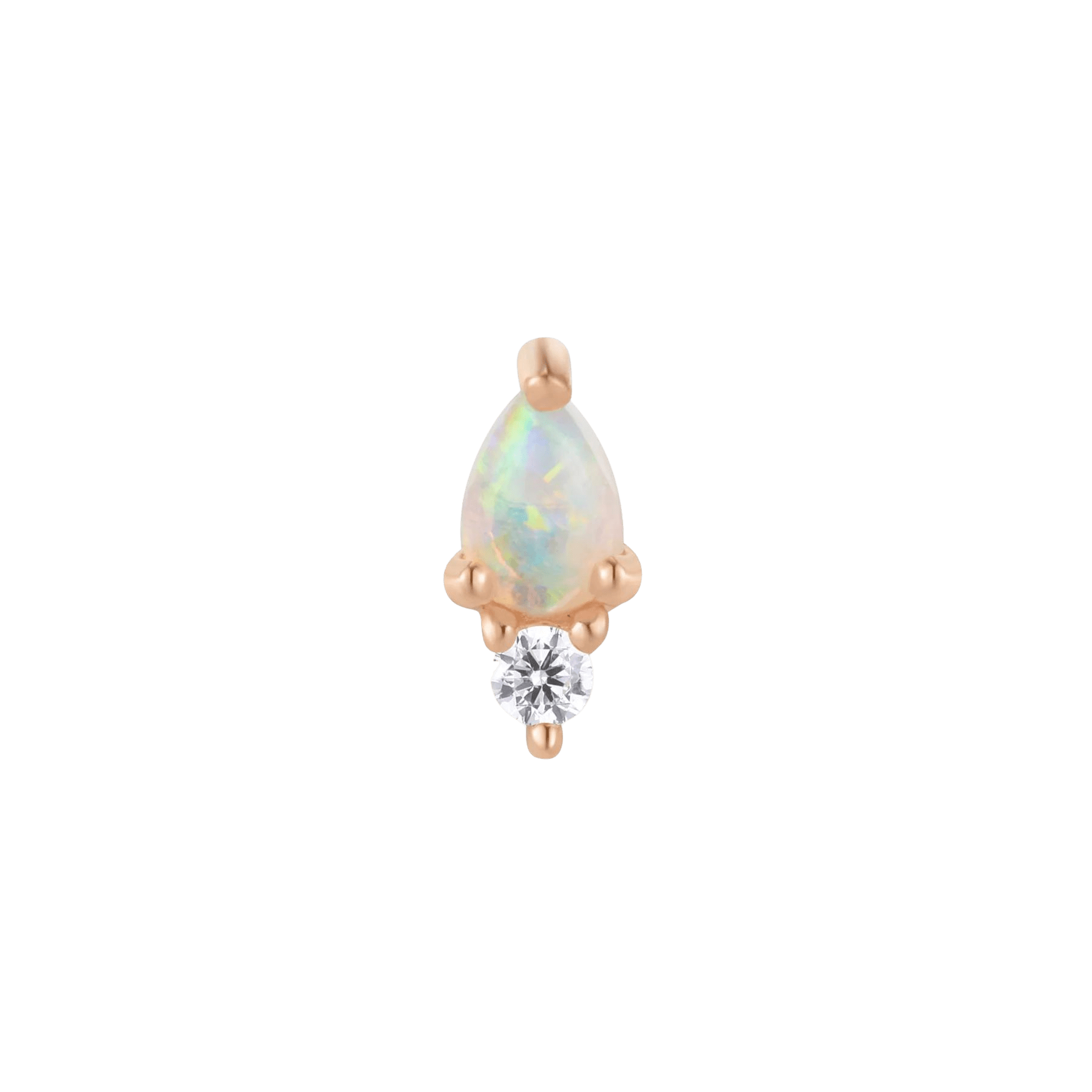 Daydream Opal & CZ Threadless End – 14K Gold Piercing Charm