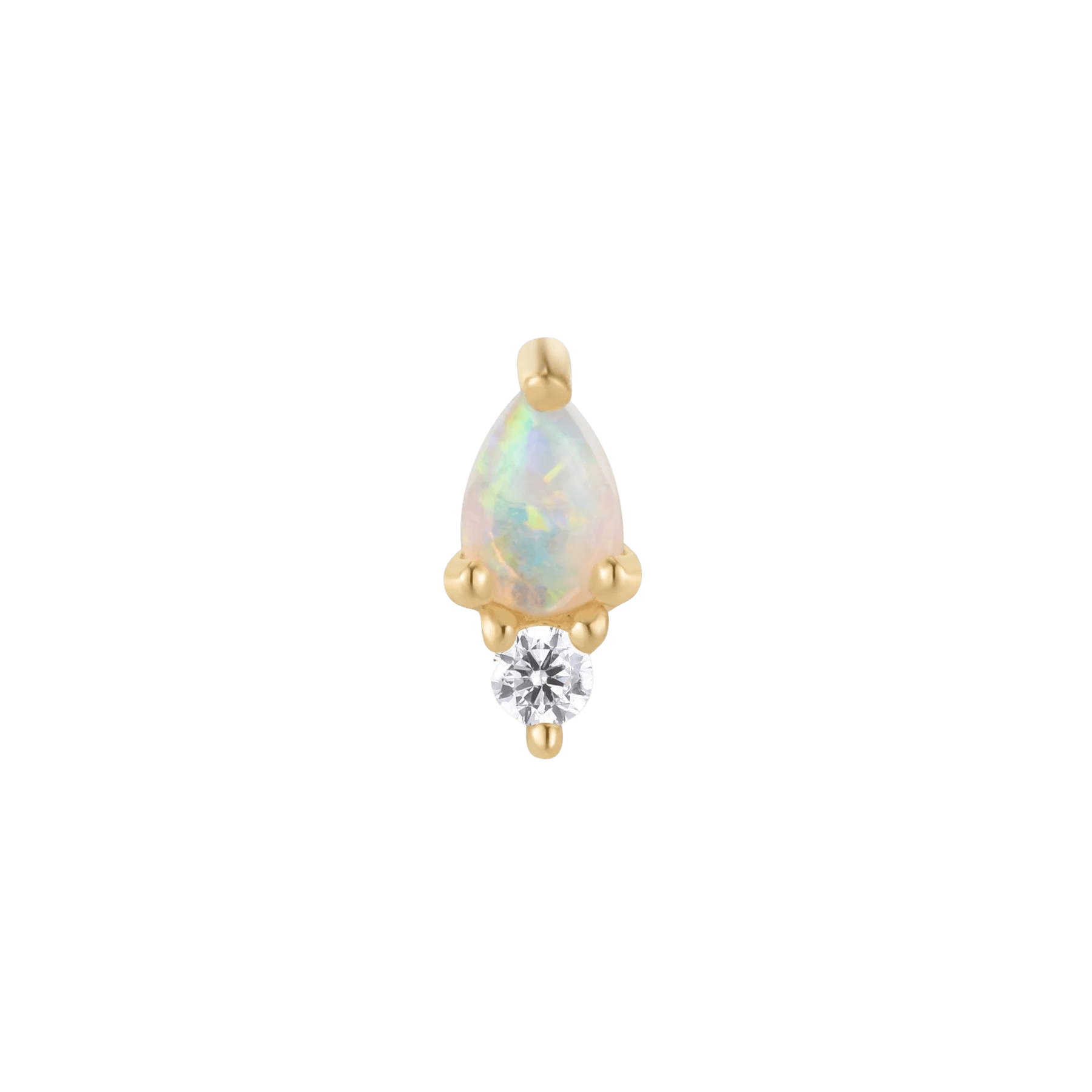 Daydream Opal & CZ Threadless End – 14K Gold Piercing Charm