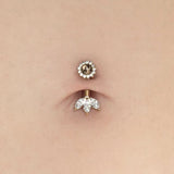 Delphine Tourmalinated Quartz – 14K Gold Threadless End - piercing - zone.com