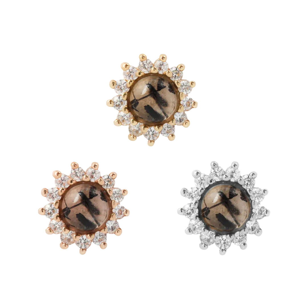 Delphine Tourmalinated Quartz – 14K Gold Threadless End - piercing - zone.com