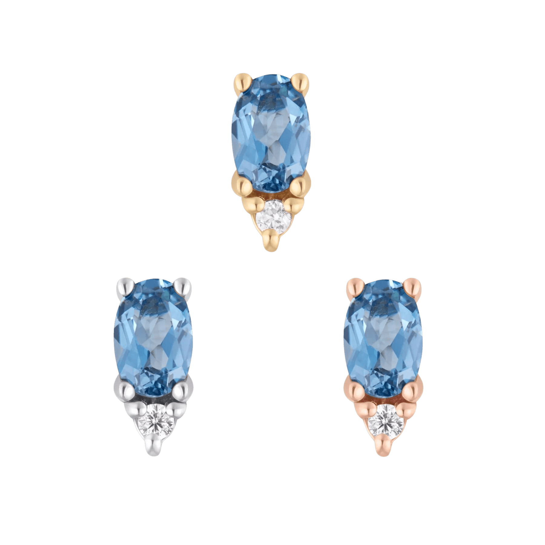 Desden London Blue Topaz Threadless End – 14K Gold & CZ Charm