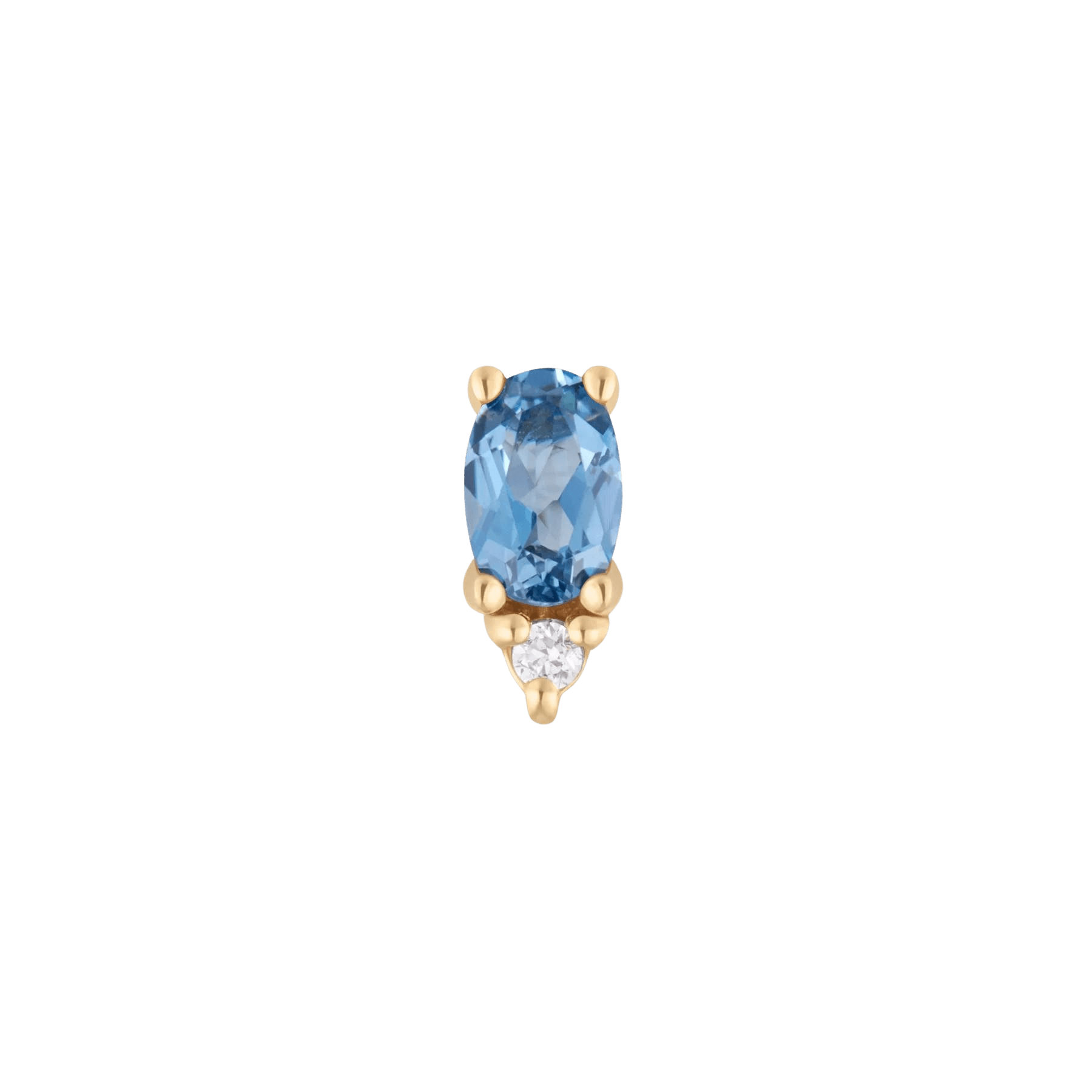 Desden London Blue Topaz Threadless End – 14K Gold & CZ Charm