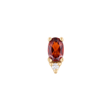 Desden Threadless End with Garnet and CZ in 14K Yellow Gold – Front View