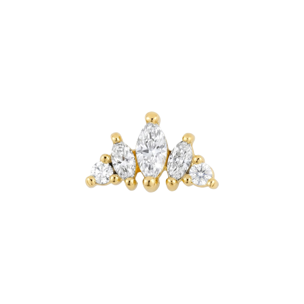 Diadem End - 18K Gold Gem Threadless/Threaded End - piercing - zone.com