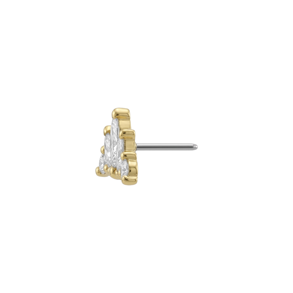 Diadem End - 18K Gold Gem Threadless/Threaded End - piercing - zone.com