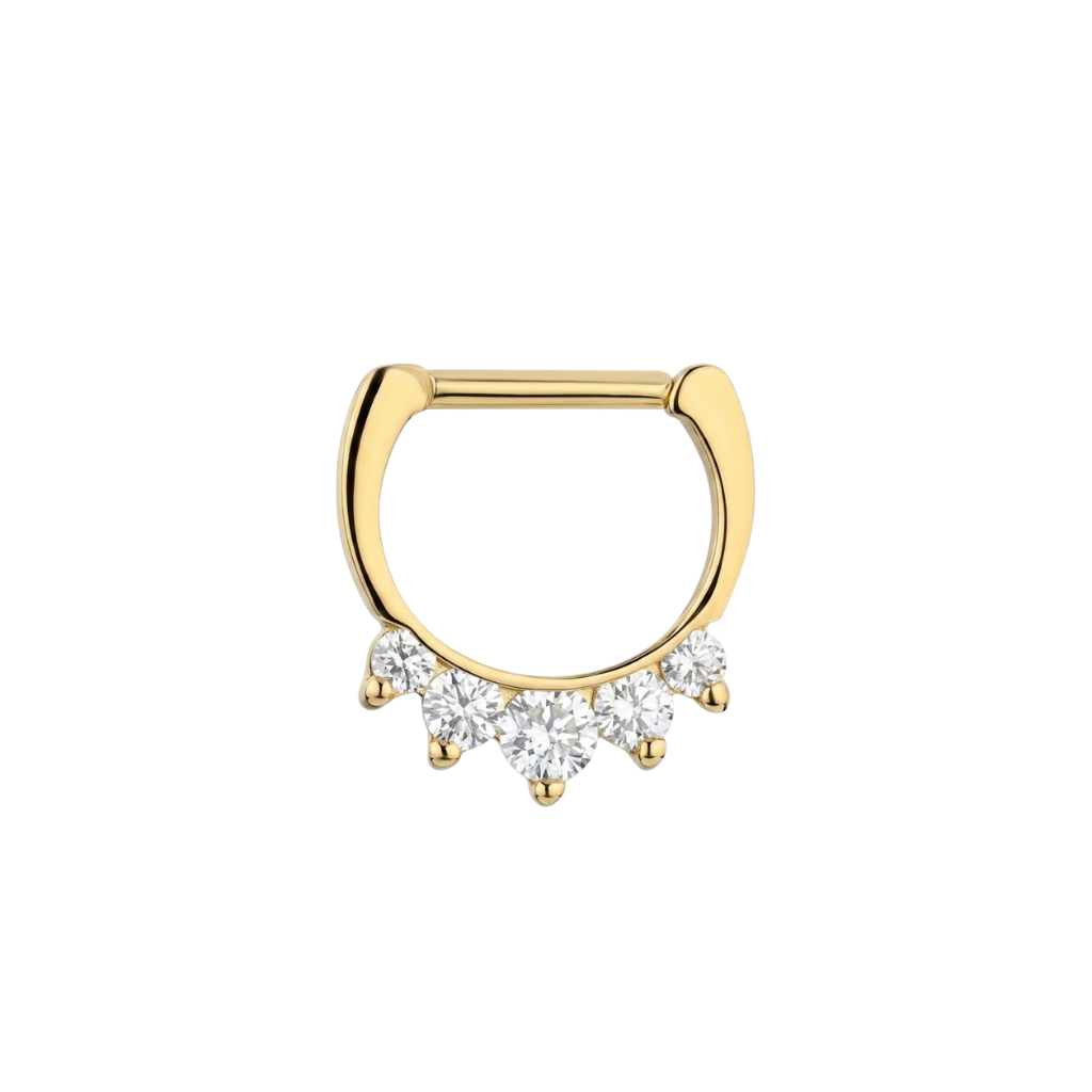 Diamond Clicker - 18K Gold Lab Diamond Clicker Ring - piercing - zone.com