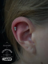 Aman – CZ Duo – 14K Gold Threadless End