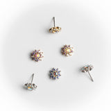 Eloise – Mercury Mist Topaz Flower – 14K Gold Threadless End