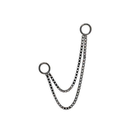 Double Box Rhodium Chain - Solid 14k Gold