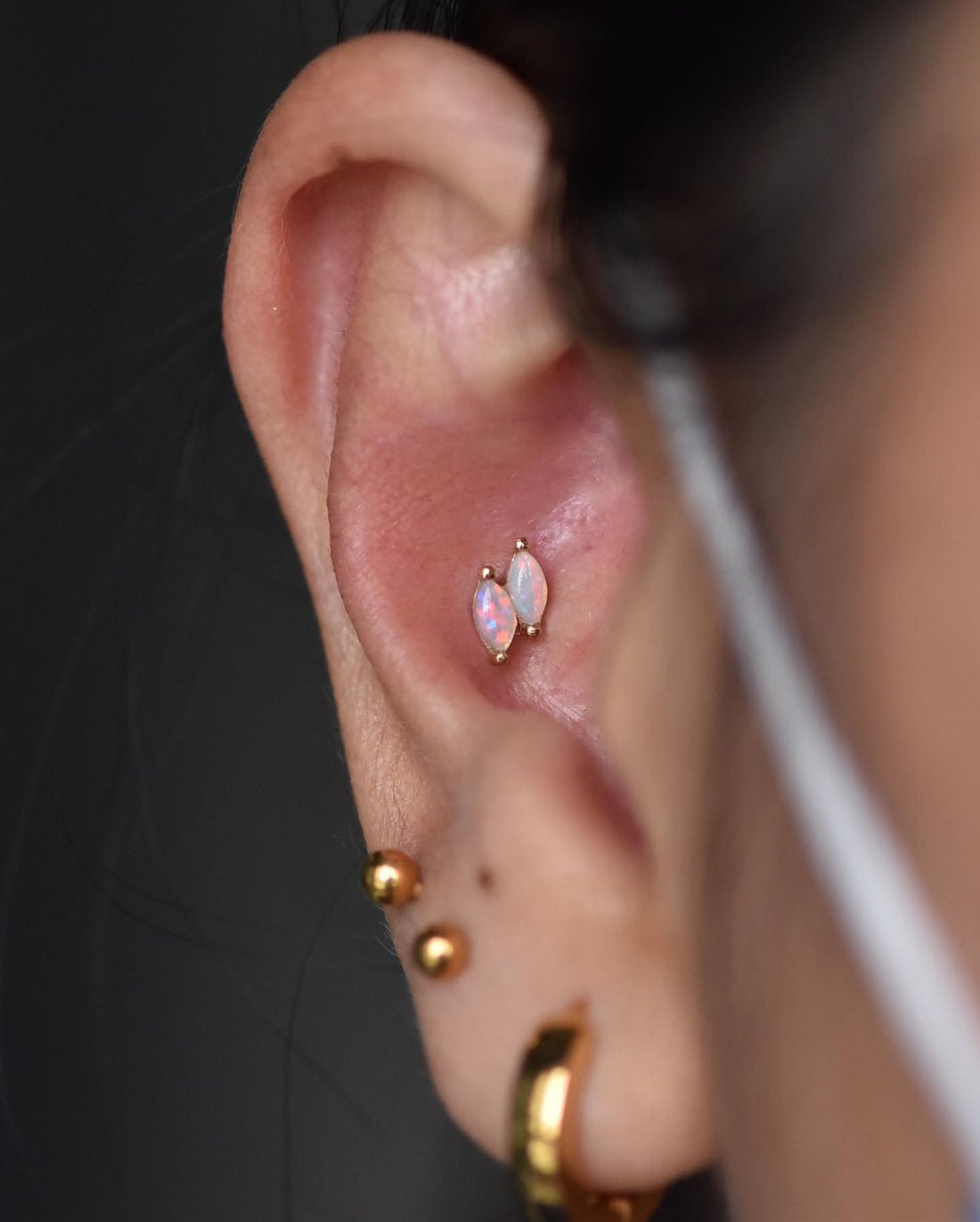 Double Zuri – Australian Opals – 14K Gold Threadless End