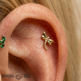 Dragonfly – 14K Gold Threadless/Threaded End