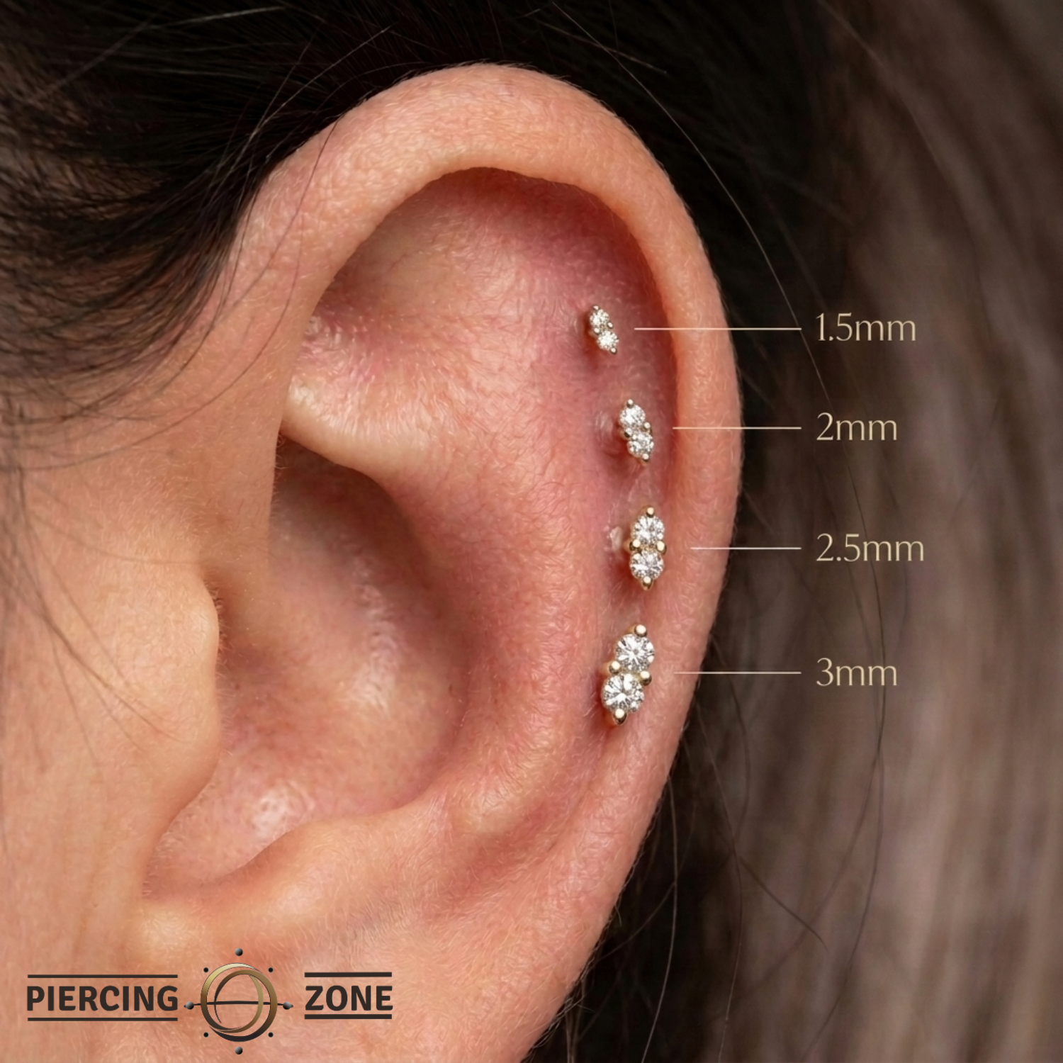 Duo – 18K Gold Double Faceted Gem Threadless End
