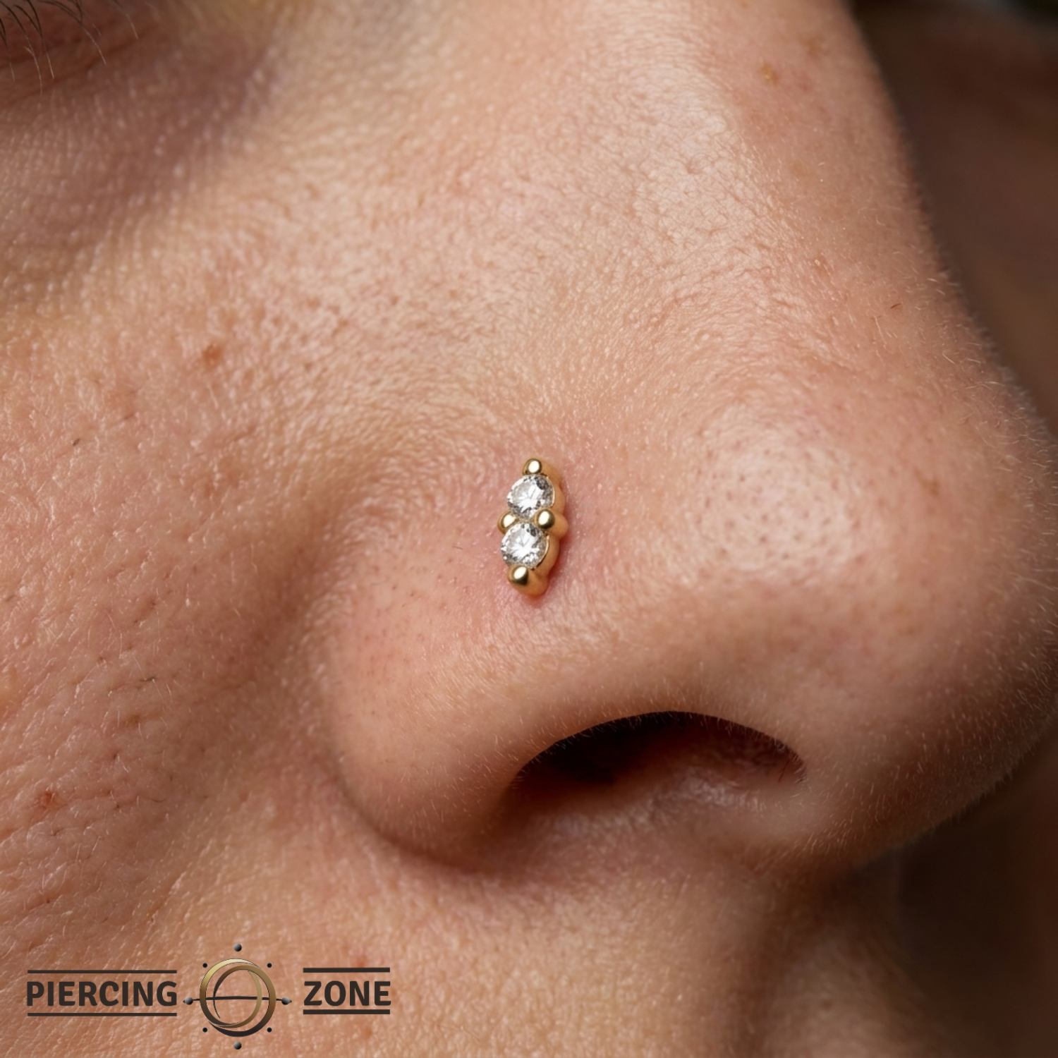 Duo – 18K Gold Double Faceted Gem Threadless End