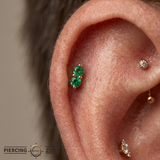 Duo Gem - 18K Gold Genuine Gem Threadless/Threaded End