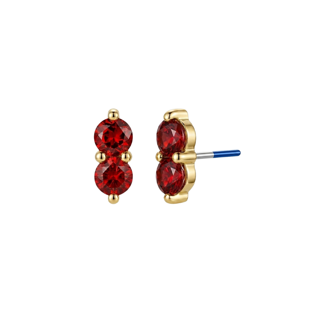 Duo Gem - 18K Gold Genuine Gem Threadless/Threaded End - piercing - zone.com