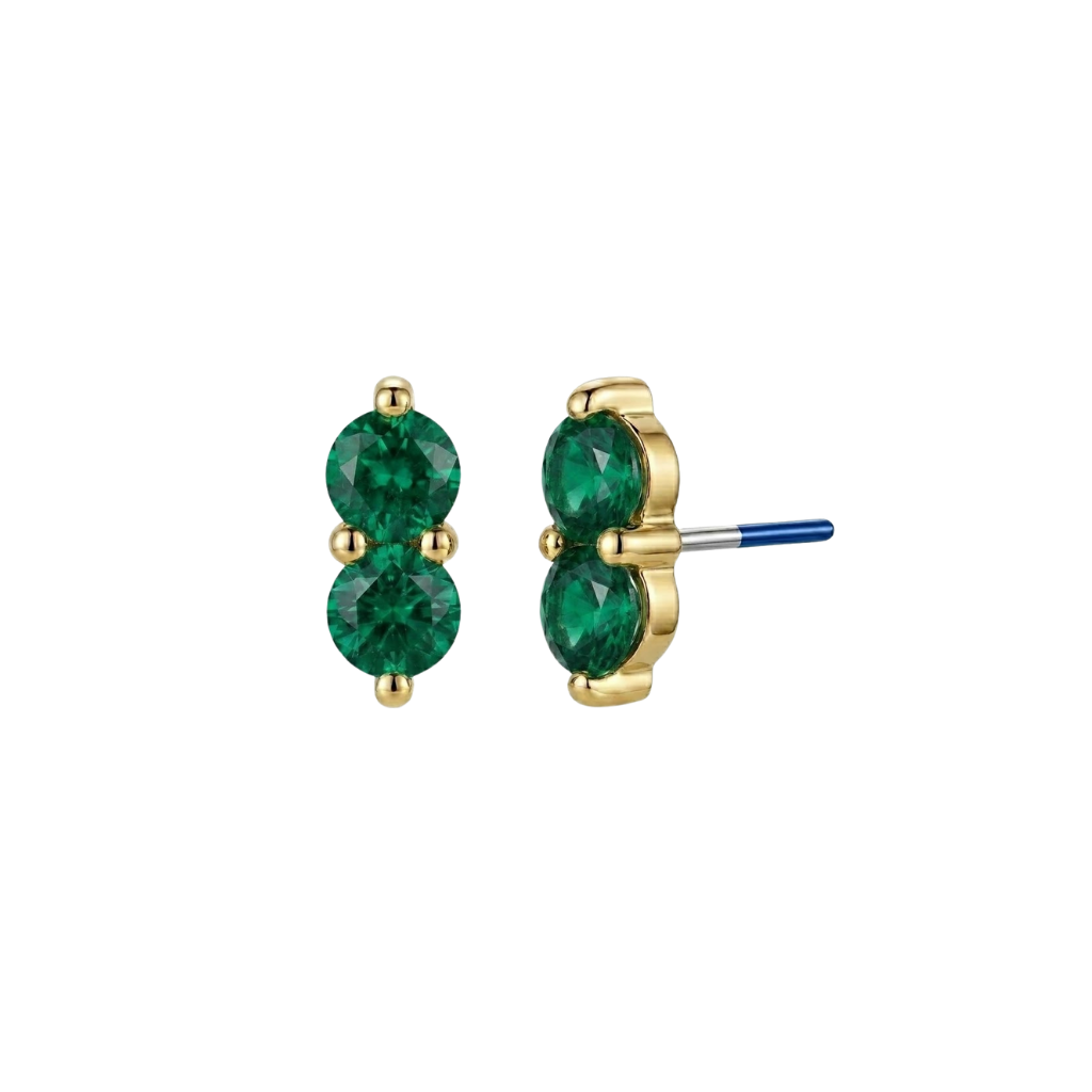 Duo Gem - 18K Gold Genuine Gem Threadless/Threaded End - piercing - zone.com