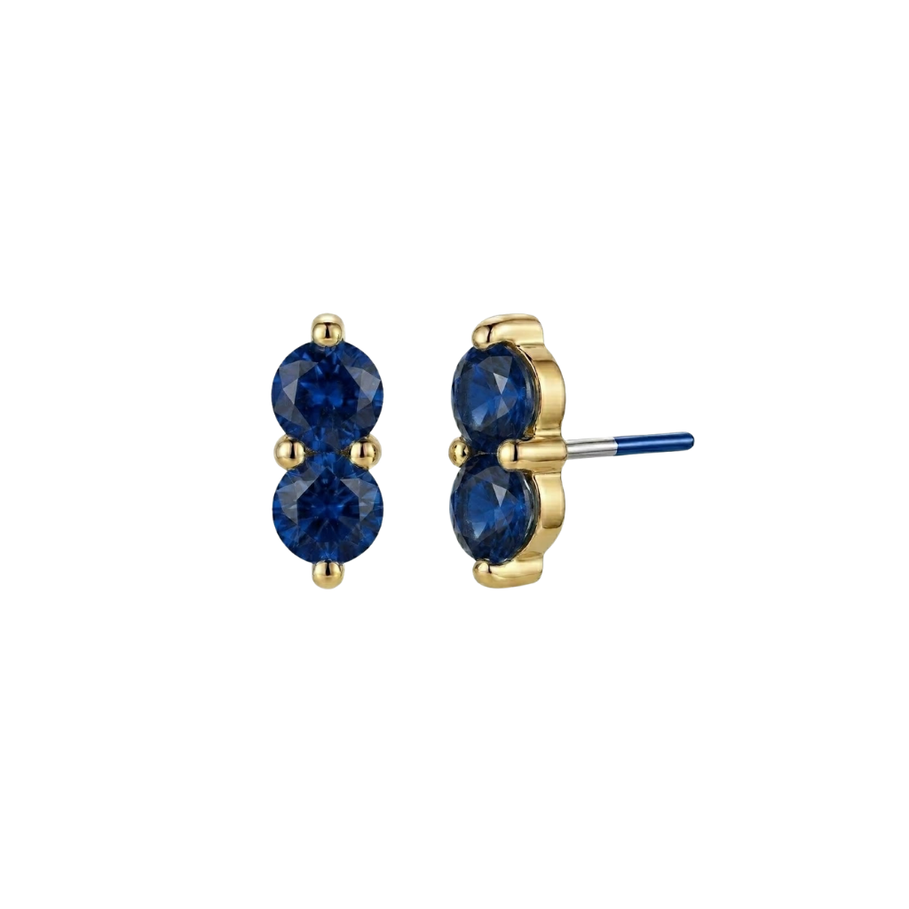 Duo Gem - 18K Gold Genuine Gem Threadless/Threaded End - piercing - zone.com