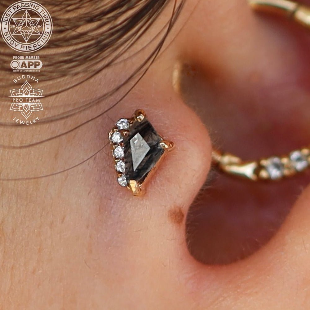 ELEVATE - TOURMALATED QUARTZ + CZ - THREADLESS END piercing-zone.com