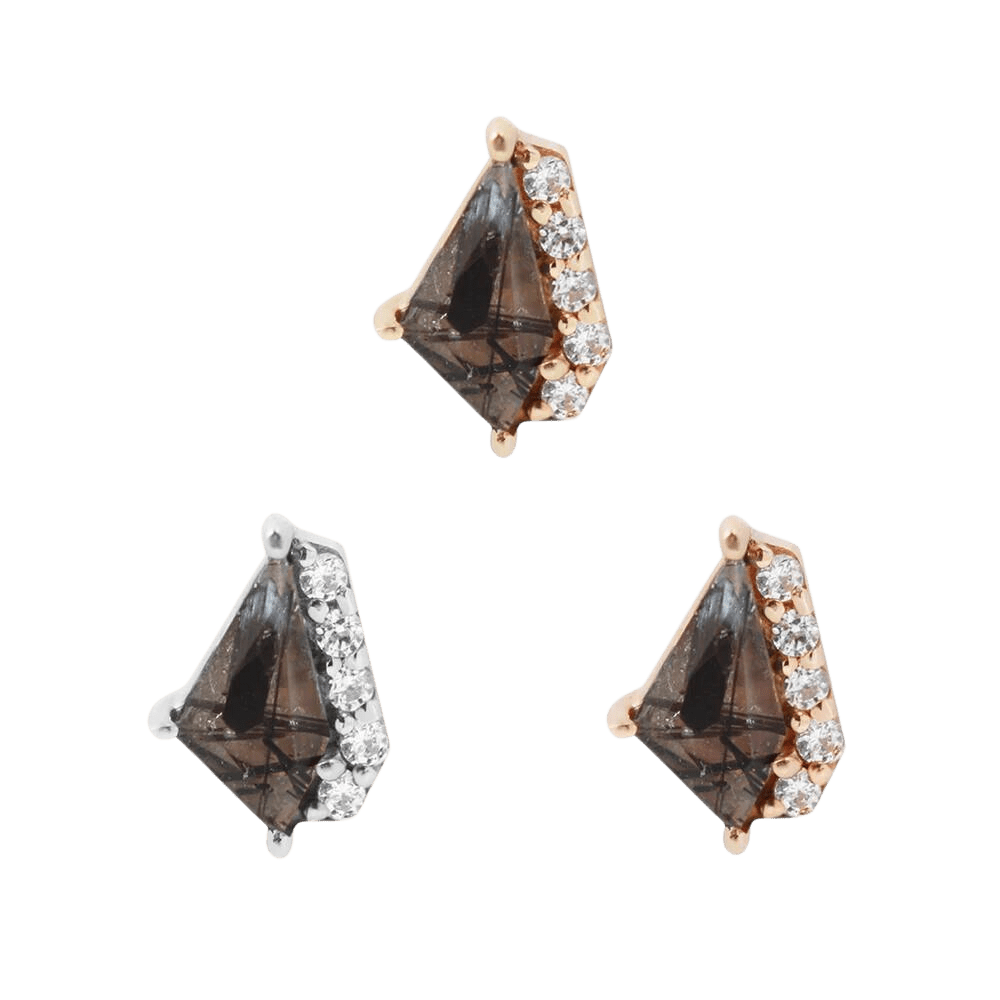ELEVATE - TOURMALATED QUARTZ + CZ - THREADLESS END piercing-zone.com