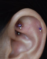 ELICIT - AMETHYST + CZ - THREADLESS END piercing-zone.com