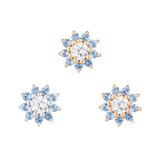 Eloise - Topaze bleu de Londres + CZ - Extrémité sans filetage 